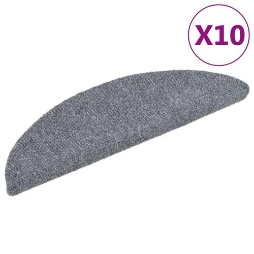 Selvklæbende trappemåtter 10 stk. 56x17x3 cm tuftet lysegrå