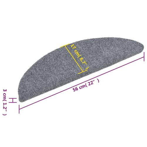 Selvklæbende trappemåtter 10 stk. 56x17x3 cm tuftet lysegrå