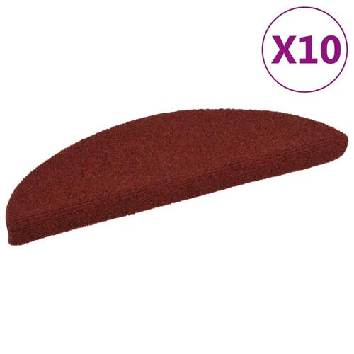 Selvklæbende trappemåtter 10 stk. 56x17x3 cm tuftet rød
