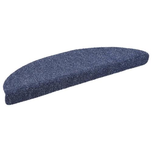 Selvklæbende trappemåtter 10 stk. 56x17x3 cm tuftet blå