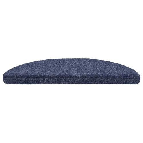 Selvklæbende trappemåtter 10 stk. 56x17x3 cm tuftet blå
