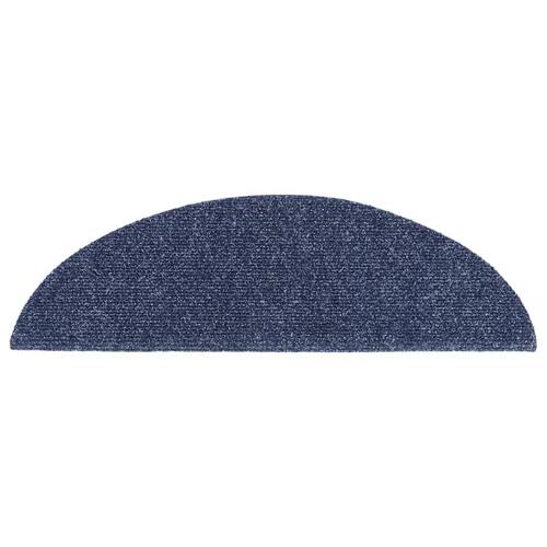 Selvklæbende trappemåtter 10 stk. 56x17x3 cm tuftet blå