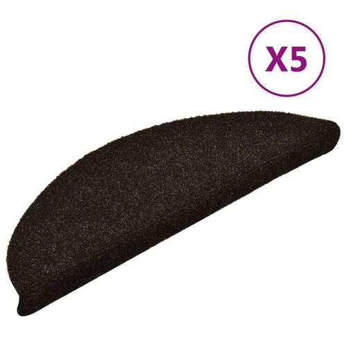 Selvklæbende trappemåtter 5 stk. 56x17x3 cm tuftet mørkebrun