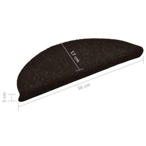 Selvklæbende trappemåtter 5 stk. 56x17x3 cm tuftet mørkebrun