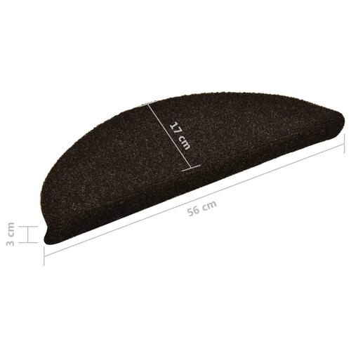 Selvklæbende trappemåtter 10 stk. 56x17x3 cm tuftet mørkebrun