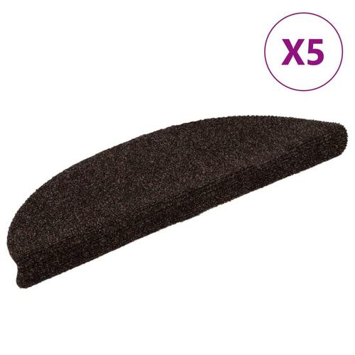 Selvklæbende trappemåtter 5 stk. 56x17x3 cm tuftet brun