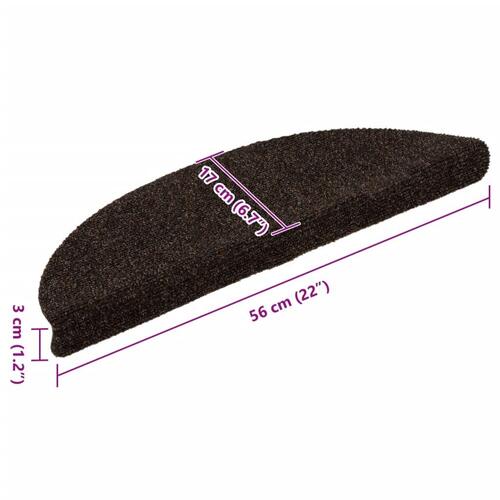 Selvklæbende trappemåtter 5 stk. 56x17x3 cm tuftet brun