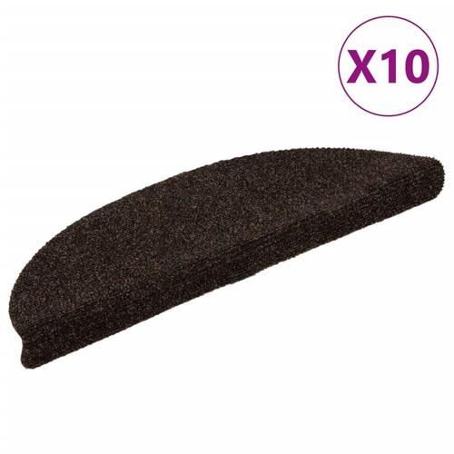 Selvklæbende trappemåtter 10 stk. 56x17x3 cm tuftet brun