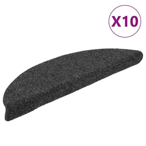 Selvklæbende trappemåtter 10 stk. 56x17x3 cm tuftet antracitgrå