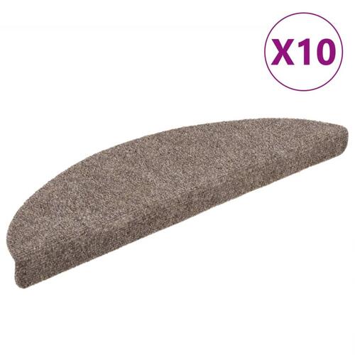 Selvklæbende trappemåtter 10 stk. 56x17x3 cm tuftet beige