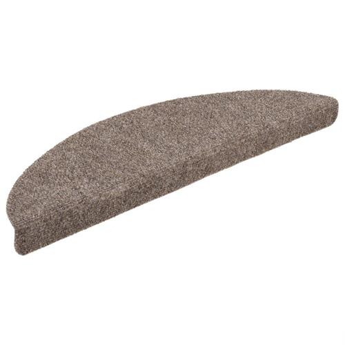 Selvklæbende trappemåtter 10 stk. 56x17x3 cm tuftet beige