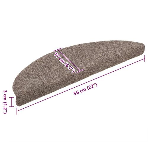 Selvklæbende trappemåtter 10 stk. 56x17x3 cm tuftet beige