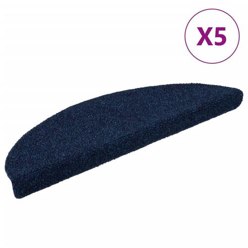 Selvklæbende trappemåtter 5 stk. 56x17x3 cm tuftet marineblå