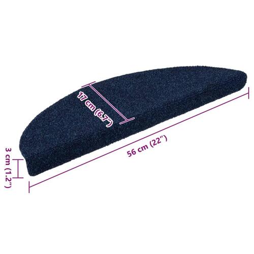 Selvklæbende trappemåtter 5 stk. 56x17x3 cm tuftet marineblå