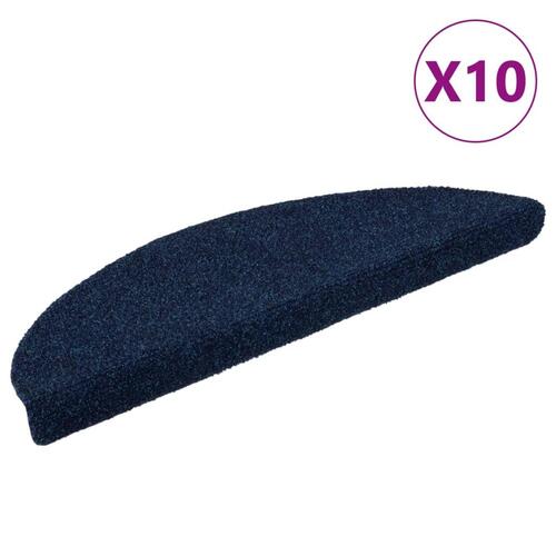 Selvklæbende trappemåtter 10 stk. 56x17x3 cm tuftet marineblå