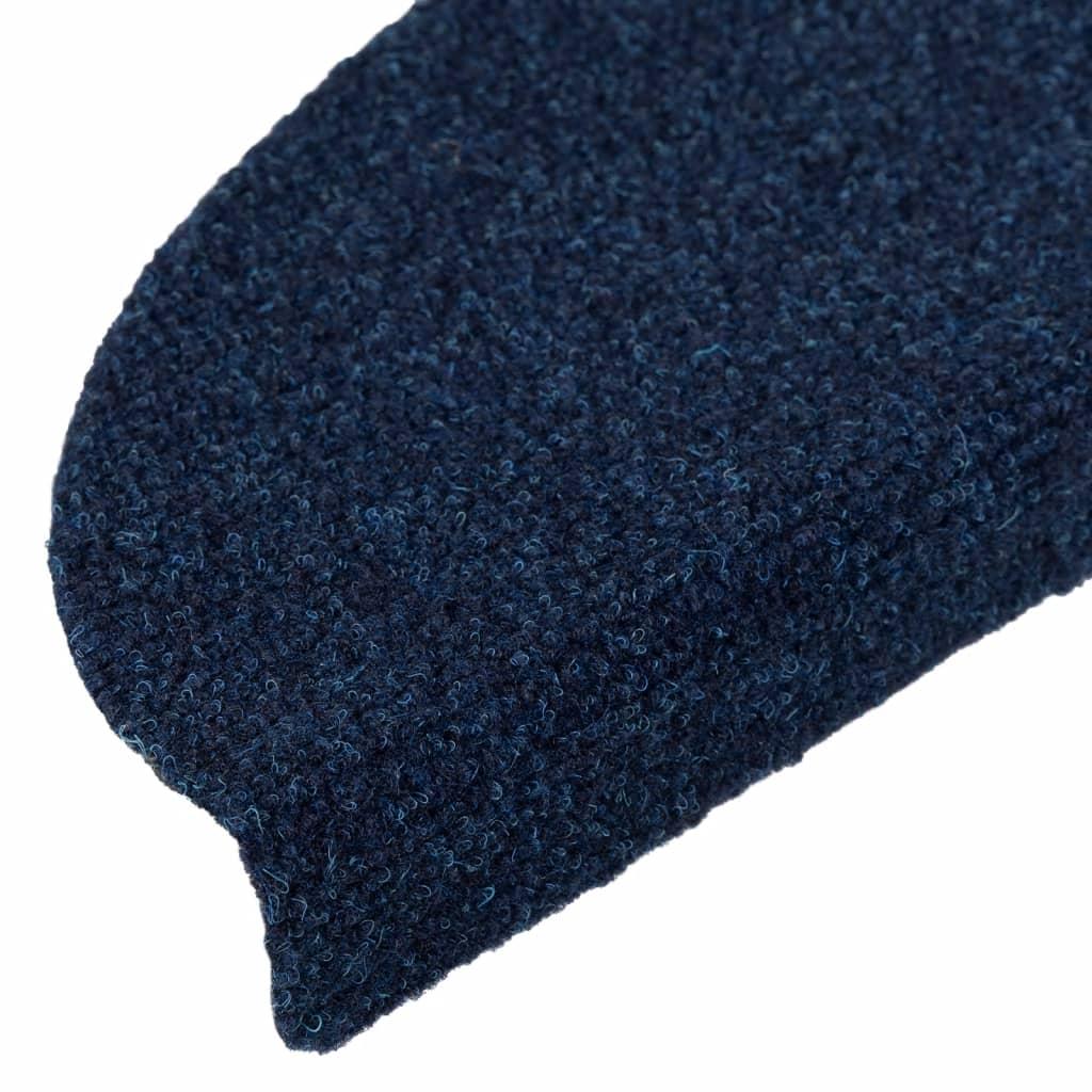 Selvklæbende trappemåtter 10 stk. 56x17x3 cm tuftet marineblå