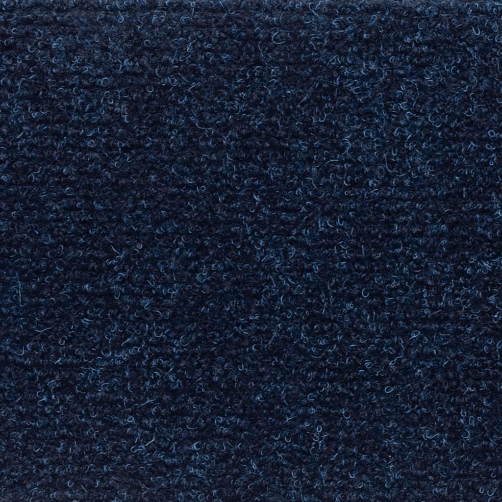 Selvklæbende trappemåtter 10 stk. 56x17x3 cm tuftet marineblå