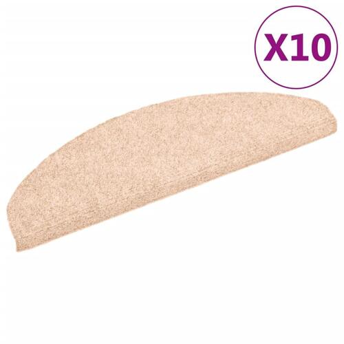 Selvklæbende trappemåtter 10 stk. 65x21x4 cm tuftet cremefarvet
