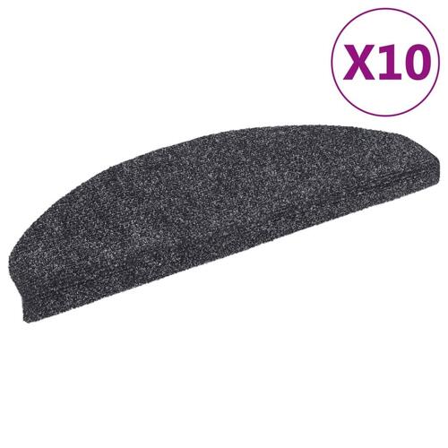 Selvklæbende trappemåtter 10 stk. 65x21x4 cm tuftet mørkegrå