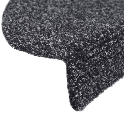Selvklæbende trappemåtter 10 stk. 65x21x4 cm tuftet mørkegrå