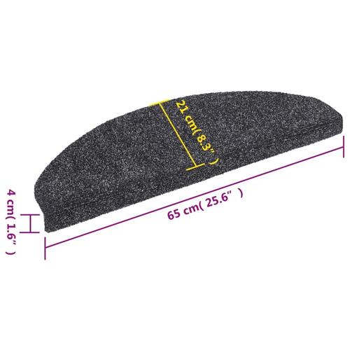 Selvklæbende trappemåtter 10 stk. 65x21x4 cm tuftet mørkegrå