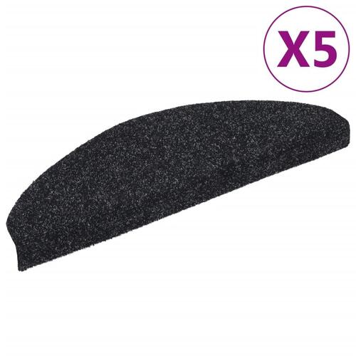 Selvklæbende trappemåtter 5 stk. 65x21x4 cm tuftet sort