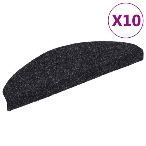 Selvklæbende trappemåtter 10 stk. 65x21x4 cm tuftet sort
