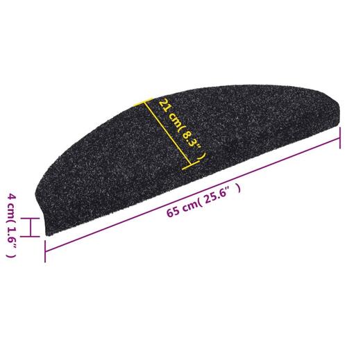 Selvklæbende trappemåtter 10 stk. 65x21x4 cm tuftet sort