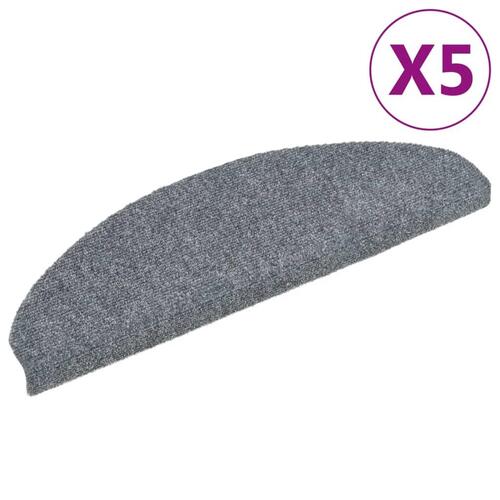 Selvklæbende trappemåtter 5 stk. 65x21x4 cm tuftet lysegrå