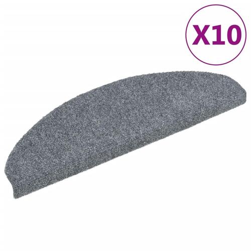 Selvklæbende trappemåtter 10 stk. 65x21x4 cm tuftet lysegrå