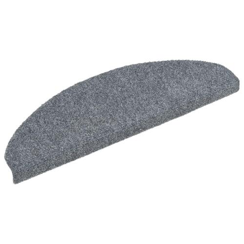 Selvklæbende trappemåtter 10 stk. 65x21x4 cm tuftet lysegrå
