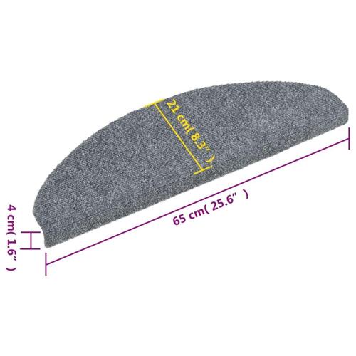 Selvklæbende trappemåtter 10 stk. 65x21x4 cm tuftet lysegrå