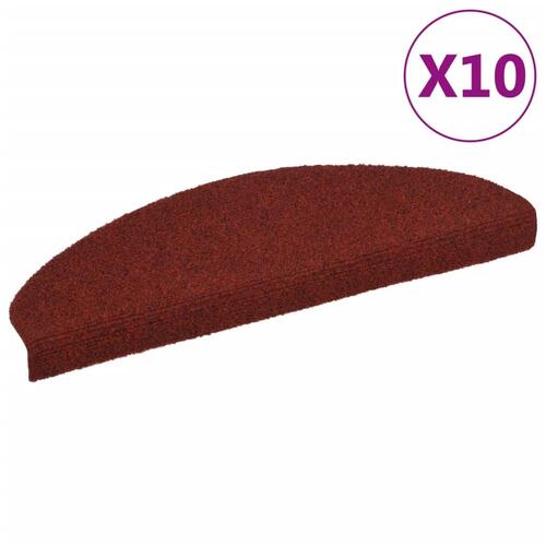 Selvklæbende trappemåtter 10 stk. 65x21x4 cm tuftet rød