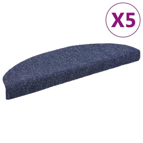 Selvklæbende trappemåtter 5 stk. 65x21x4 cm tuftet blå