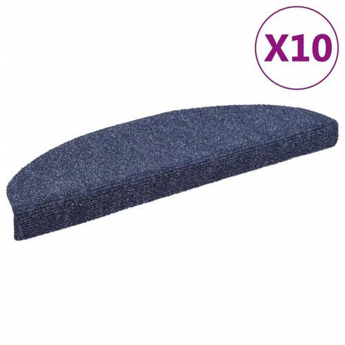 Selvklæbende trappemåtter 10 stk. 65x21x4 cm tuftet blå