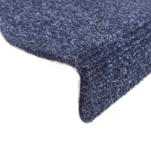 Selvklæbende trappemåtter 10 stk. 65x21x4 cm tuftet blå