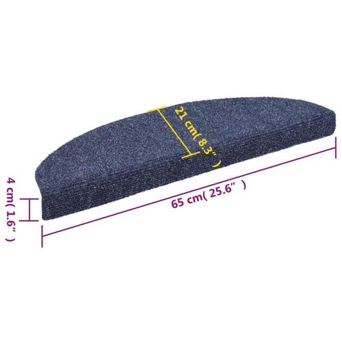 Selvklæbende trappemåtter 10 stk. 65x21x4 cm tuftet blå