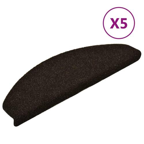 Selvklæbende trappemåtter 5 stk. 65x21x4 cm tuftet mørkebrun