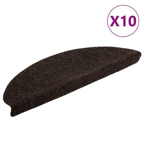 Selvklæbende trappemåtter 10 stk. 65x21x4 cm tuftet mørkebrun