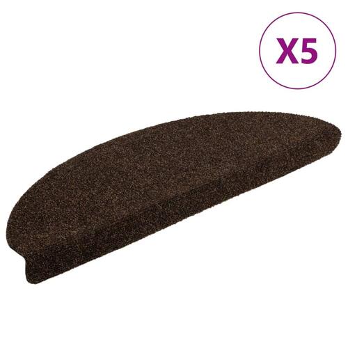 Selvklæbende trappemåtter 5 stk. 65x21x4 cm tuftet brun