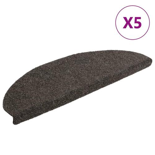 Selvklæbende trappemåtter 5 stk. 65x21x4 cm tuftet antracitgrå