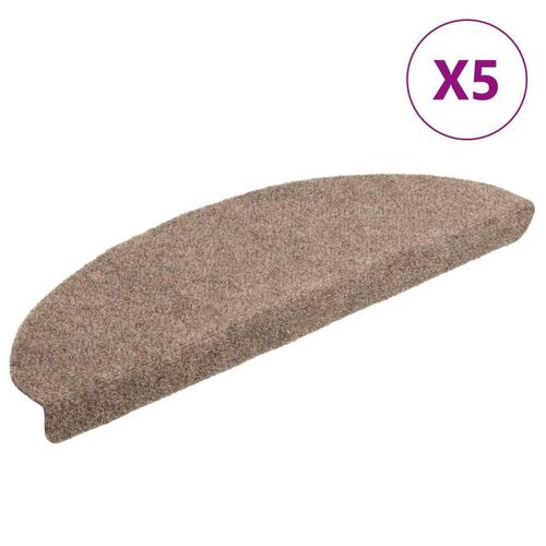 Selvklæbende trappemåtter 5 stk. 65x21x4 cm tuftet cremefarvet