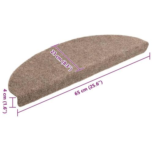 Selvklæbende trappemåtter 10 stk. 65x21x4 cm tuftet cremefarvet