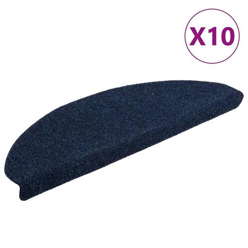 Selvklæbende trappemåtter 10 stk. 65x21x4 cm tuftet marineblå