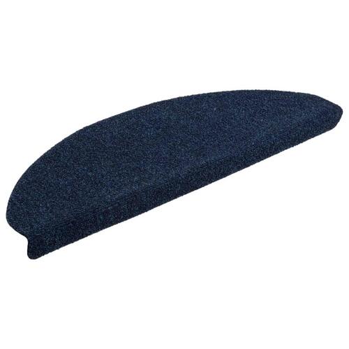 Selvklæbende trappemåtter 10 stk. 65x21x4 cm tuftet marineblå