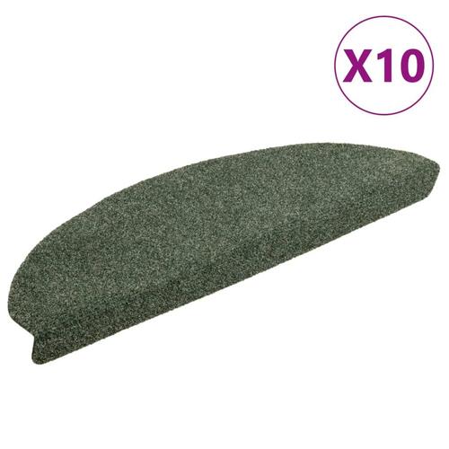 Selvklæbende trappemåtter 10 stk. 65x21x4 cm tuftet grøn