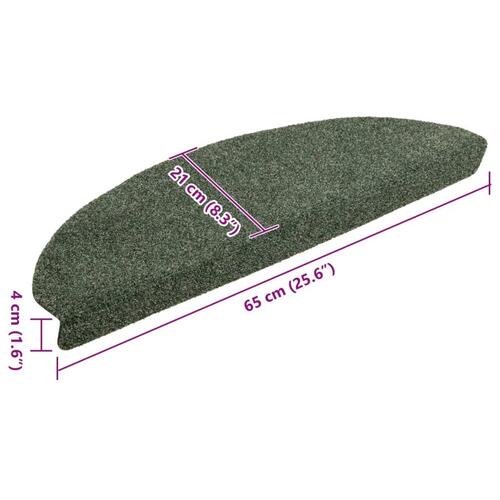 Selvklæbende trappemåtter 10 stk. 65x21x4 cm tuftet grøn