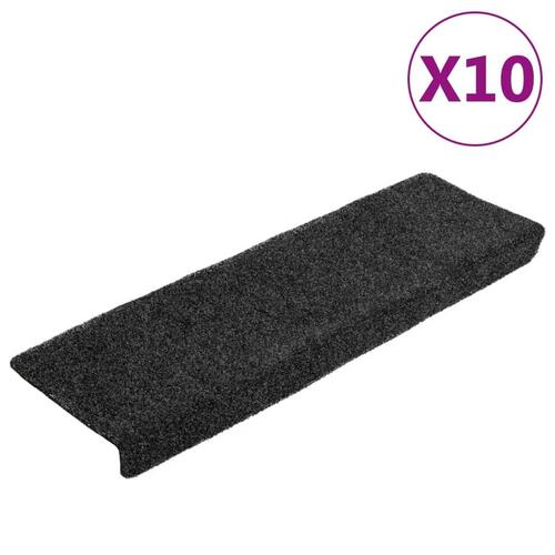 Selvklæbende trappemåtter 10 stk. 65x21x4 cm tuftet grå