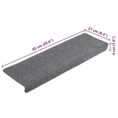 Selvklæbende trappemåtter 5 stk. 65x21x4 cm tuftet lysegrå