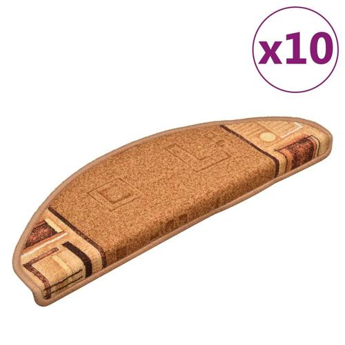 Selvklæbende trappemåtter 10 stk. 65x21x4 cm beige